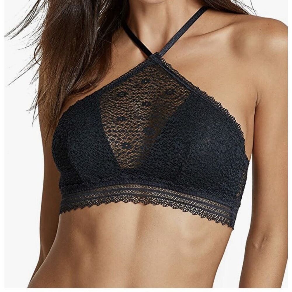 Victoria’s Secret Bralette Women’s Small Black Lace High-Neck